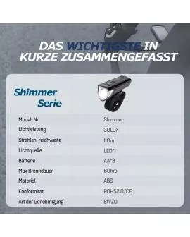 Scheinwerfer Addwiev Batterie Schimmer 30 LUX mit Prüfzeichen