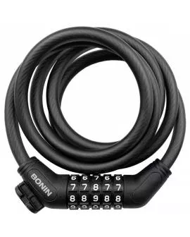 Schloss Spiralkabel Zahlen 10 x 1500 mm schwarz mit Halter